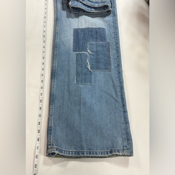 ZARA Women's light wash patchwork wide leg jeans size 6 - Picture 16 of 16
